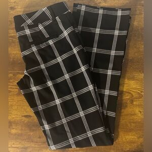 Women’s Express Editor Barely Boot Low Rise Black and White Plaid Pants-NWT